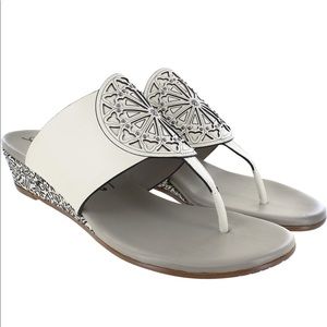 Brighton White Wedges with Intricate Design